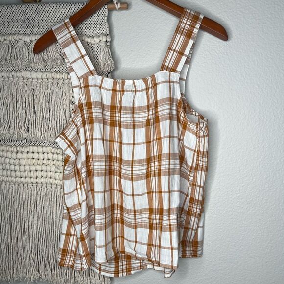 a.n.a. Orange plaid top - Picture 2 of 5